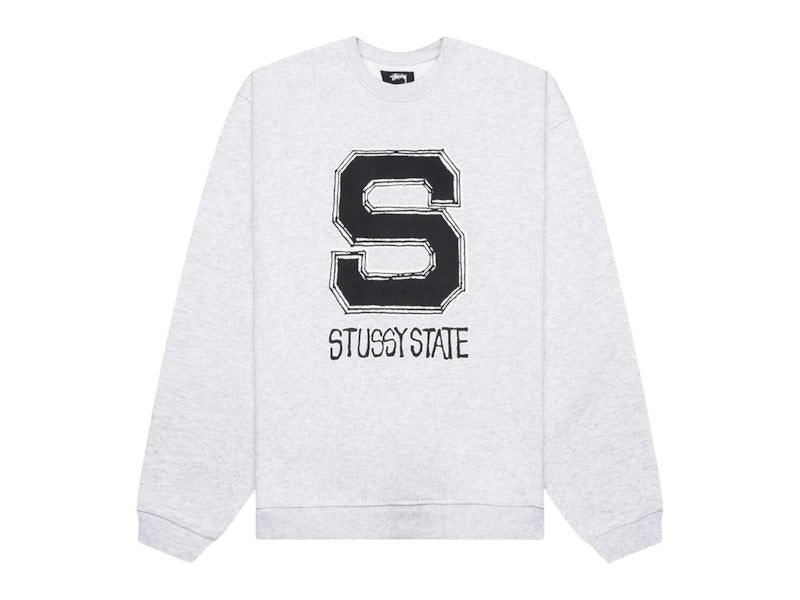 Stussy State Crew Hoodie Ash Heather