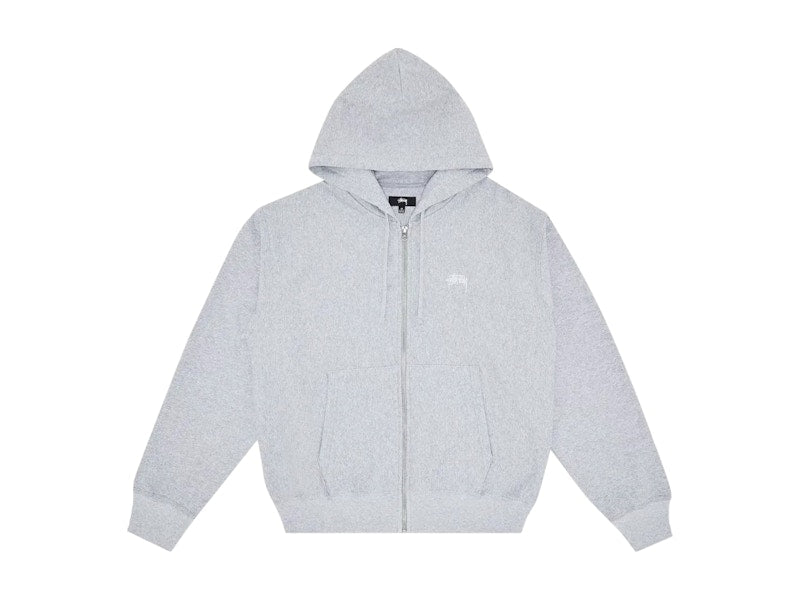 Stussy Stock Logo Zip Hoodie Grey Heather