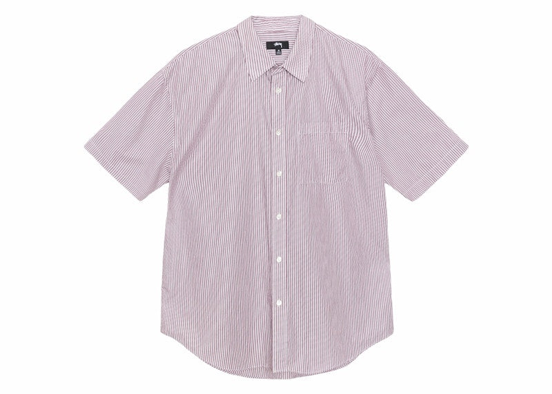 Stussy Stripe Boxy S/S 8 Ball Shirt Burgundy