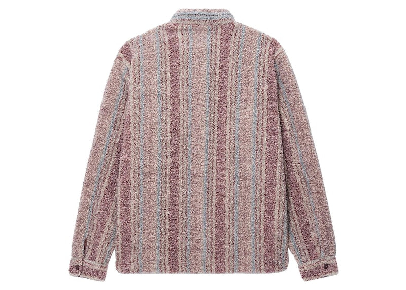 Stussy Stripe Sherpa Shirt Berry