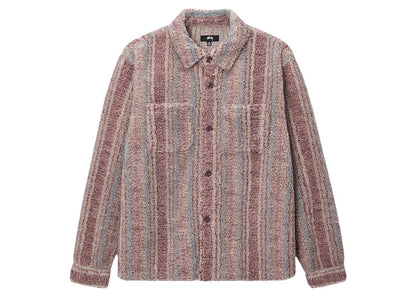 Stussy Stripe Sherpa Shirt Berry
