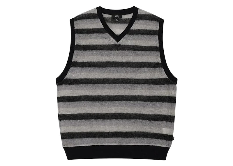 Stussy Striped Sweater Vest Black