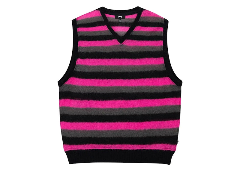 Stussy Striped Sweater Vest Pink