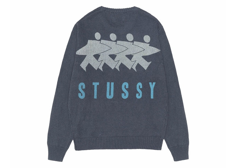 Stussy Surfman Icon Cotton Linen Crew Dusty Blue
