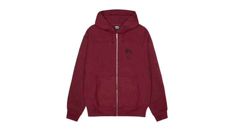 Stussy Swim Out Zip Hoodie Wine