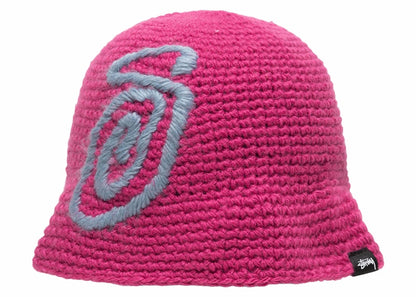 Stussy Swirly S Knit Bucket Hat Berry