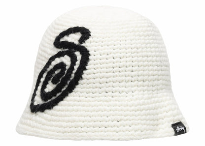 Stussy Swirly S Knit Bucket Hat Bone