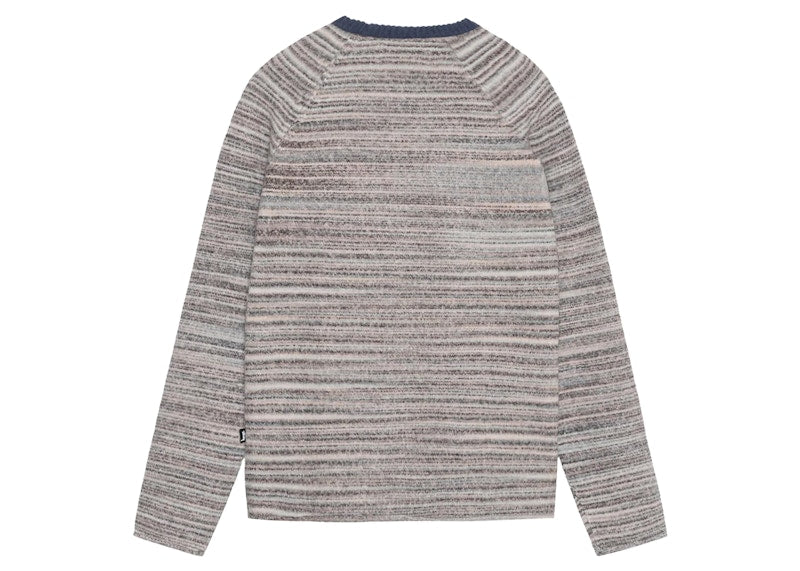 Stussy Textured Knit Contrast Collar Crew Grey Multi
