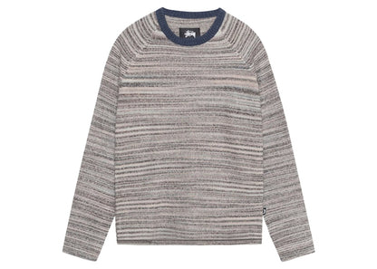 Stussy Textured Knit Contrast Collar Crew Grey Multi