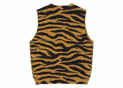 Stussy Tiger Printed Sweater Vest Mustard
