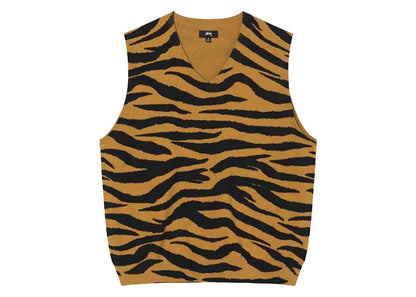 Stussy Tiger Printed Sweater Vest Mustard