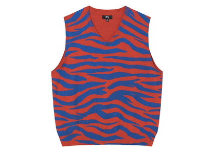 Stussy Tiger Printed Sweater Vest Red