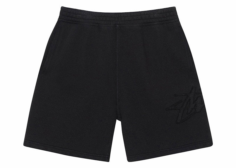 Stussy Tonal Applique Fleece Short Black