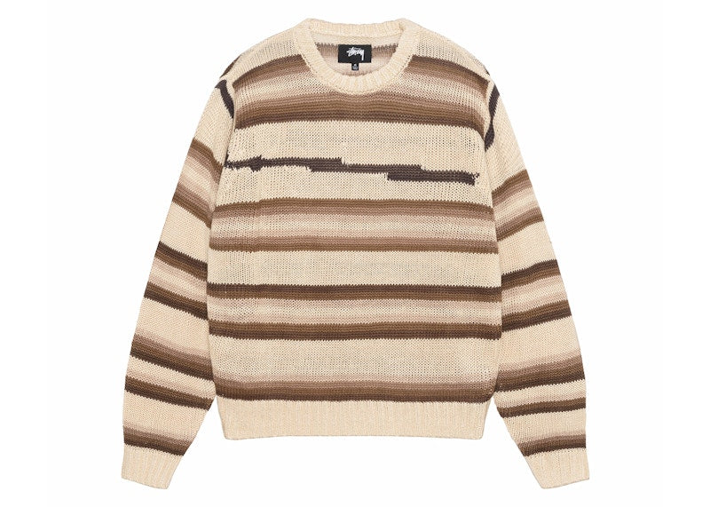 Stussy Tonal Stripe Linen Sweater Natural