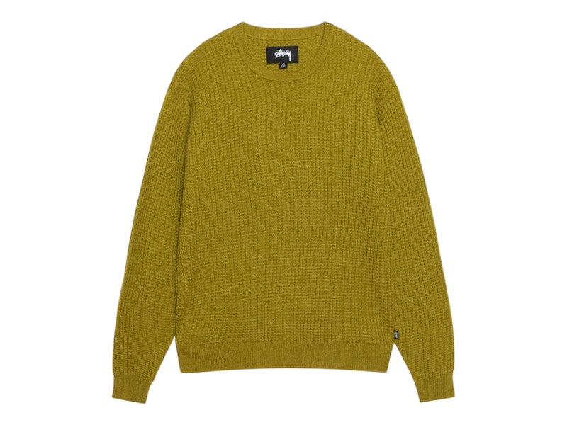 Stussy Waffle Knit Cashmere Crew Moss