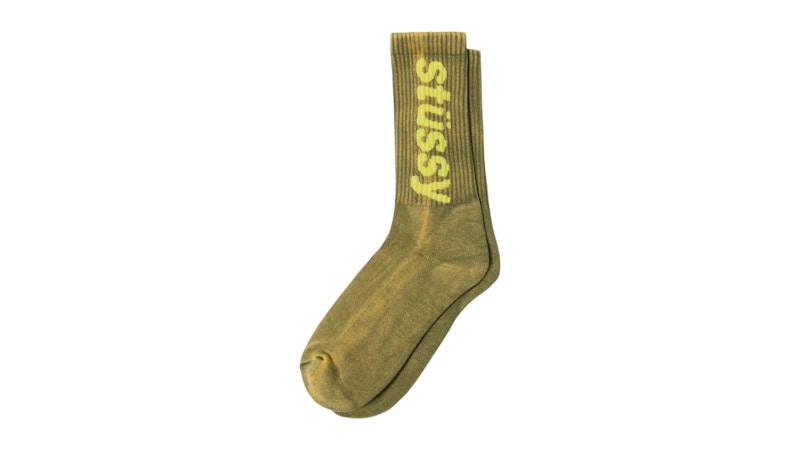 Stussy Washed Helvetica Crew Sock Green