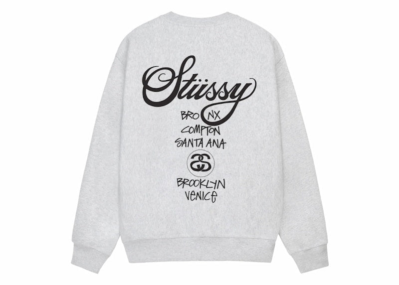 Stussy World Tour Crewneck Ash Heather