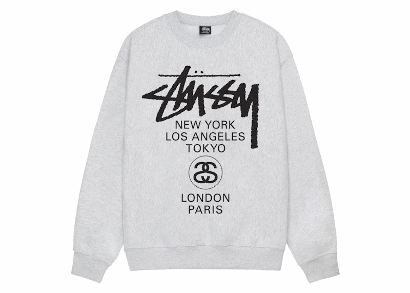 Stussy World Tour Crewneck Ash Heather