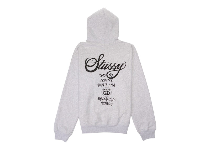 Stussy World Tour Hoodie Ash Heather