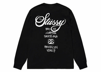 Stussy World Tour LS Tee Black
