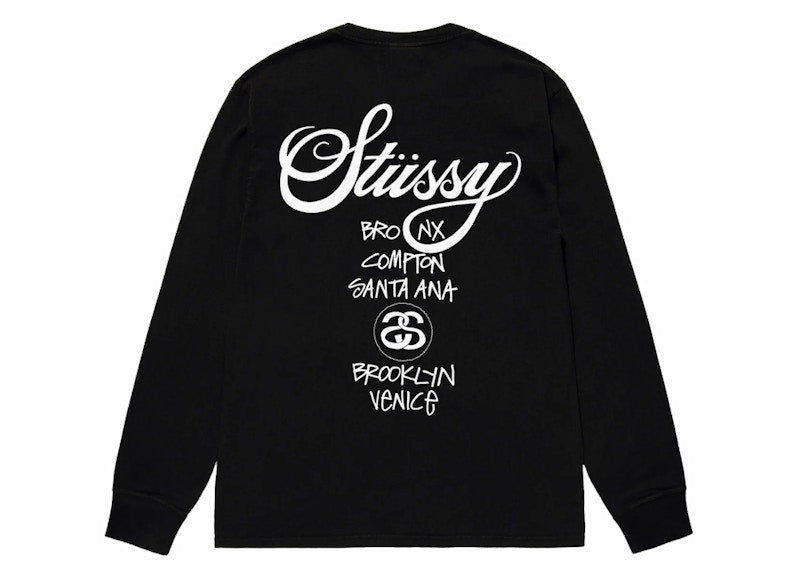 Stussy World Tour LS Tee Black