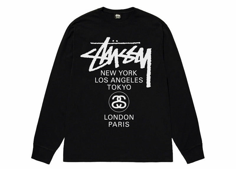 Stussy World Tour LS Tee Black