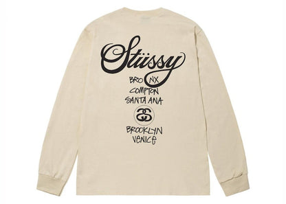 Stussy World Tour L/S Tee Putty (FW22)