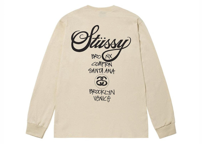 Stussy World Tour L/S Tee Putty (FW22)