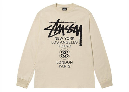 Stussy World Tour L/S Tee Putty (FW22)