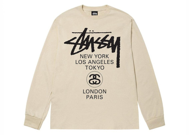 Stussy World Tour L/S Tee Putty (FW22)