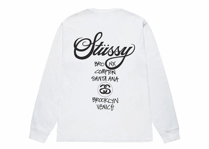 Stussy World Tour LS Tee White