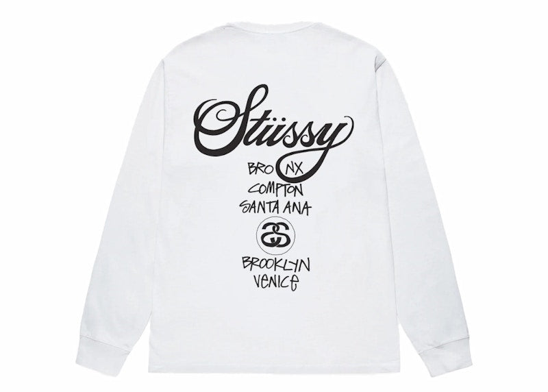 Stussy World Tour LS Tee White