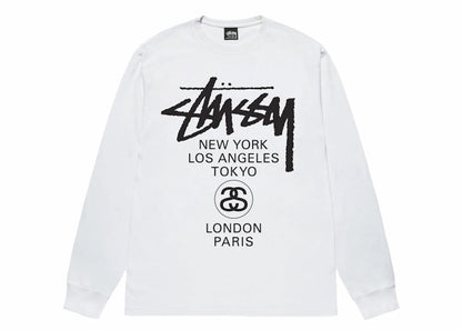 Stussy World Tour LS Tee White