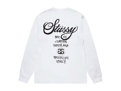 Stussy World Tour Long Sleeve Tee White