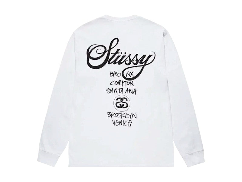 Stussy World Tour Long Sleeve Tee White