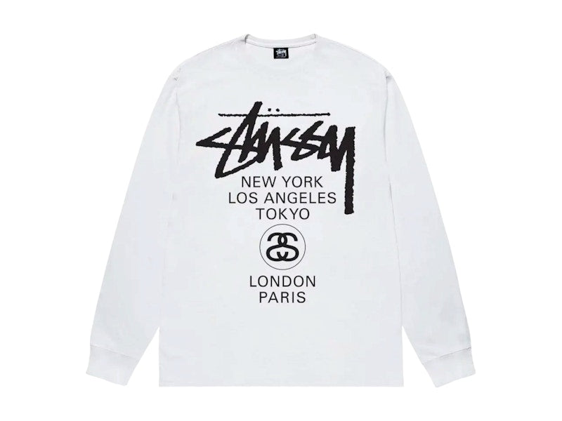 Stussy World Tour Long Sleeve Tee White