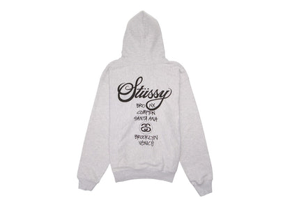 Stussy World Tour Zip Hoodie Ash Heather (FW22)