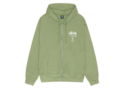 Stussy World Tour Zip Hoodie Moss