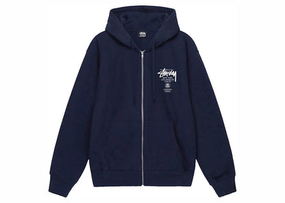 Stussy World Tour Zip Hoodie Navy (FW22)