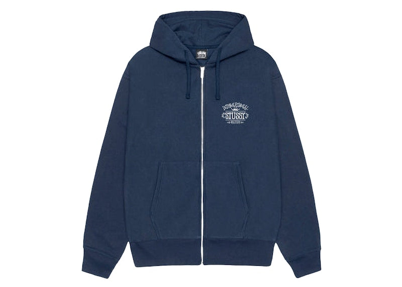 Stussy Worldwide Zip Hoodie Navy