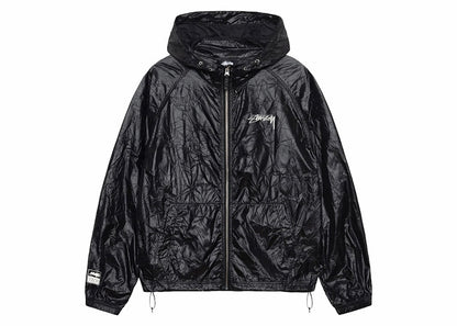 Stussy Wrinkled Nylon Beach Shell Jacket Black