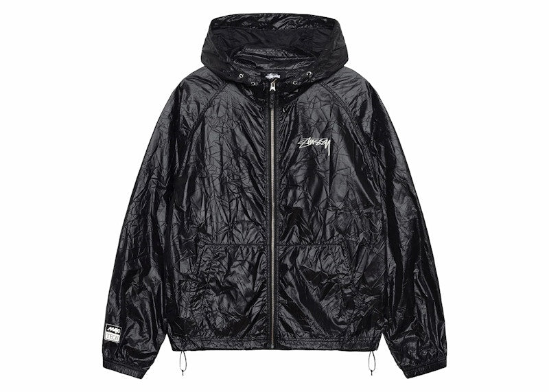 Stussy Wrinkled Nylon Beach Shell Jacket Black