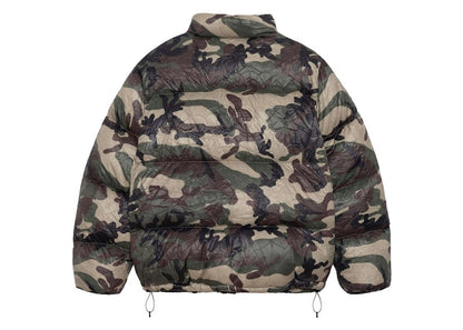 Stussy Wrinkled Nylon Down Puffer Jacket Woodland Camo