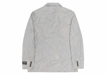 Stussy Wrinkled Stripe Double-Breasted Blazer Grey