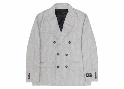 Stussy Wrinkled Stripe Double-Breasted Blazer Grey