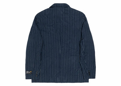 Stussy Wrinkled Stripe Double-Breasted Blazer Navy