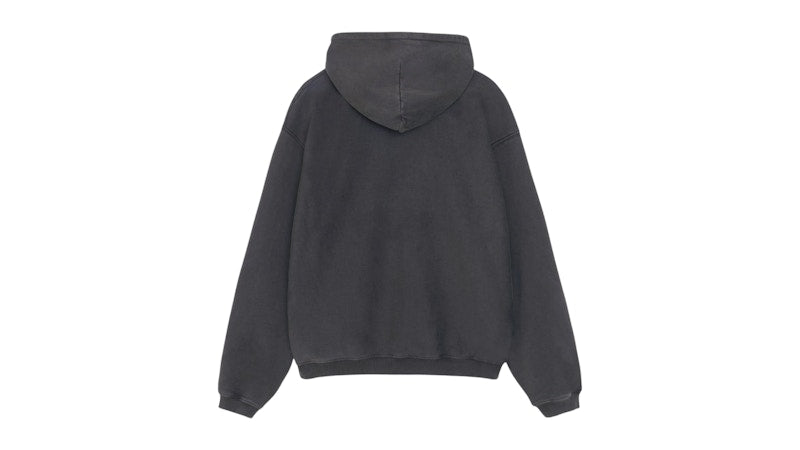 Stussy Zip Faded Graphic Hoodie Washed Black