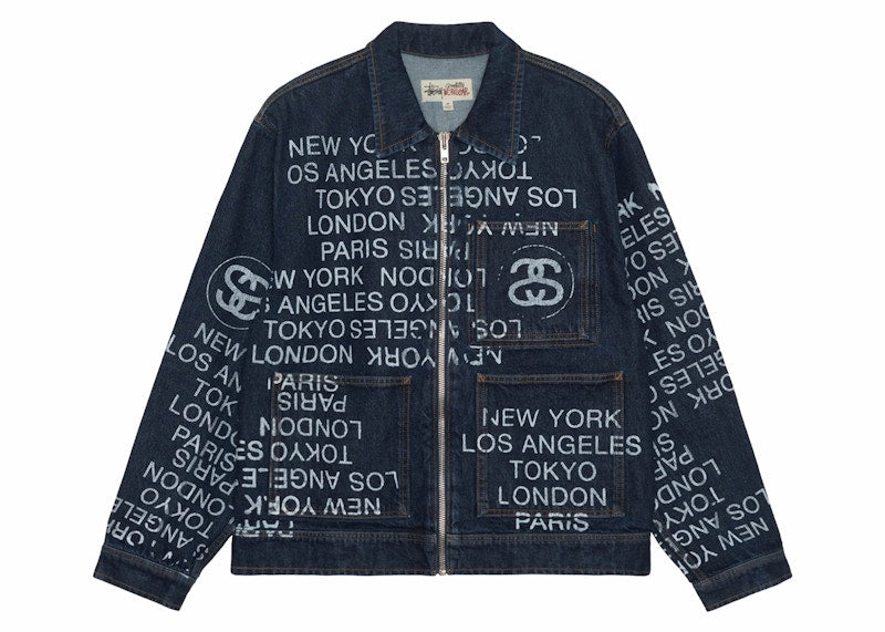 Stussy Zip Work Denim City Link Jacket One Wash