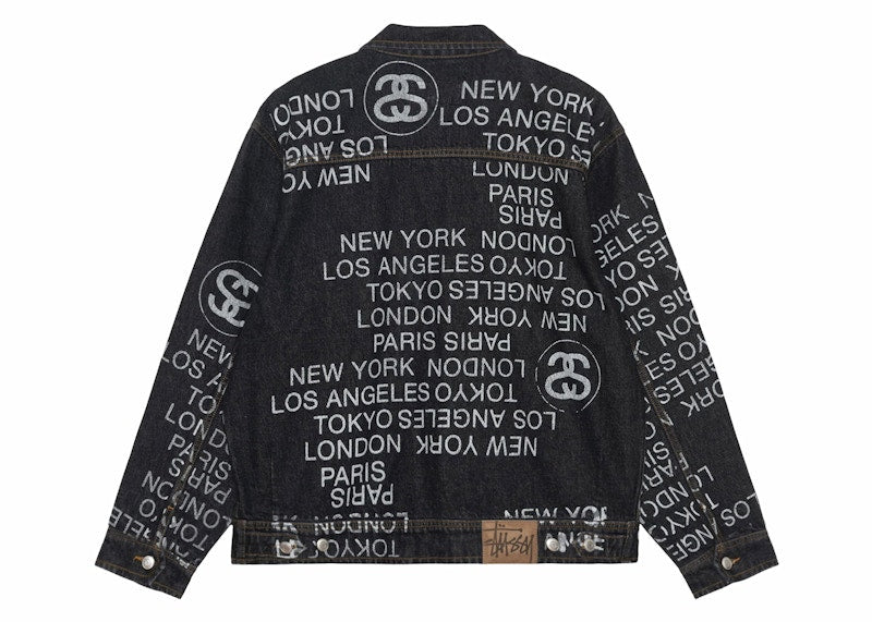 Stussy Zip Work Denim City Link Jacket Washed Black