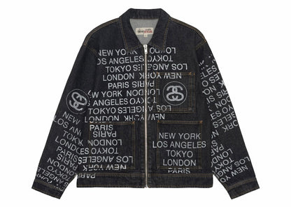 Stussy Zip Work Denim City Link Jacket Washed Black